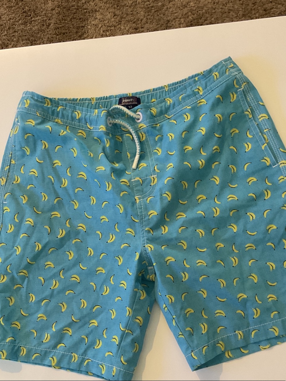 johnnie-O Boys Blue Banana Print Swim Shorts size 12